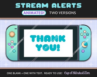 ACNH Switch Stream Alerts - Animated Pastel Blue-Green Twitch / YouTube Alerts
