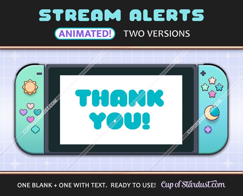 ACNH Switch Stream Alerts Animated Pastel Blue-Green Twitch / YouTube Alerts image 1