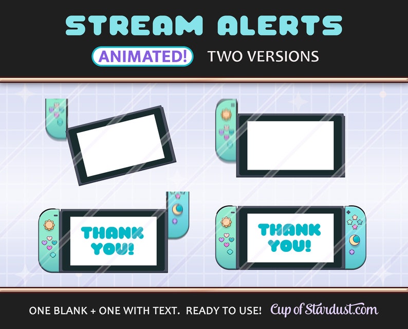 ACNH Switch Stream Alerts Animated Pastel Blue-Green Twitch / YouTube Alerts image 2