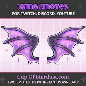 Purple Wing Emotes - Stream Assets - Twitch / Discord / YouTube - Magic Fantasy Dragon Wings Emote - Mirrored