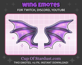 Purple Wing Emotes - Stream Assets - Twitch / Discord / YouTube - Magic Fantasy Dragon Wings Emote - Mirrored