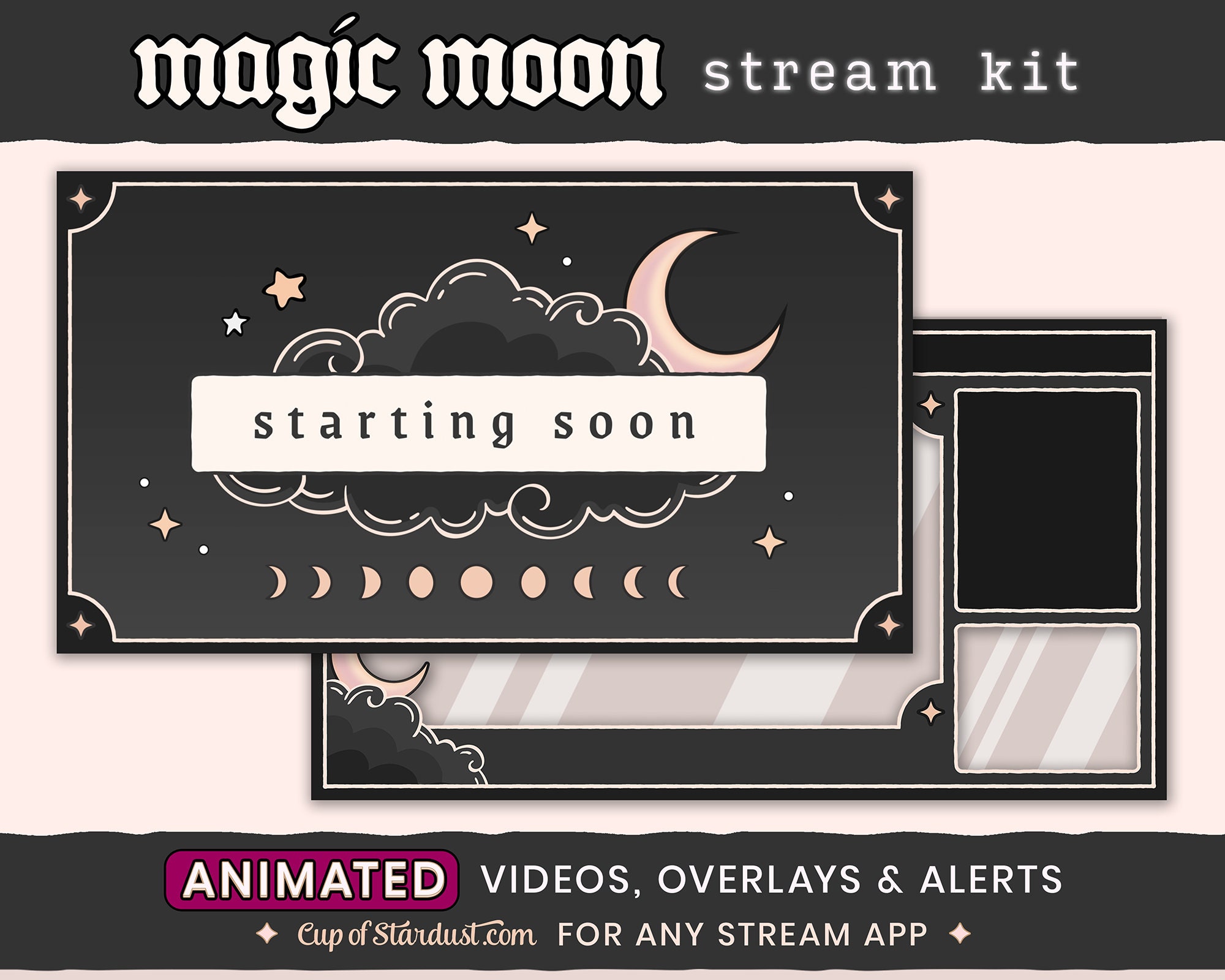 Streng Australsk person Væsen Magic Moon Twitch Overlays Animated Stream Assets Stream - Etsy