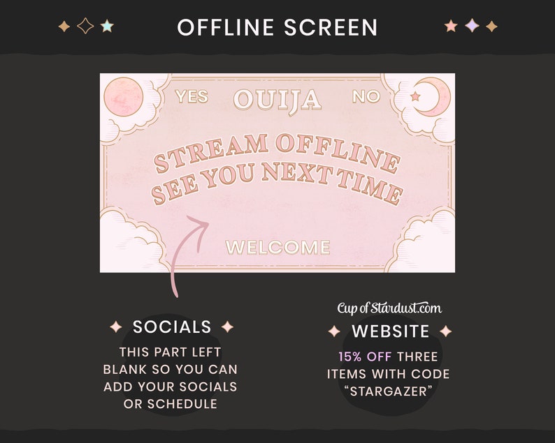 Ouija Board Stream Theme Pack Animated Ready to Use Twitch, YouTube Spooky Stream Package image 5