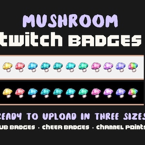 Emblemas Twitch Sub: Cogumelos | Pacote de emblemas de fidelidade - emblemas de torcida, assinantes, pontos