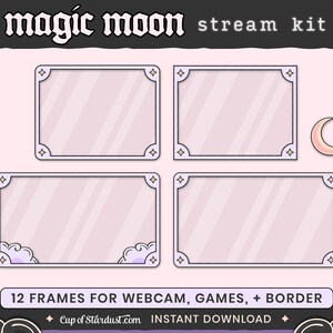 Magic Moon Stream Package Purple Cloud Twitch Overlays, Animated Videos Alerts image 6