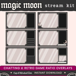 Magic Moon Twitch Overlays Animated Stream Assets Stream Alerts Crescent Moon Starting Soon Videos Gamer Black Lo-fi Dark image 5