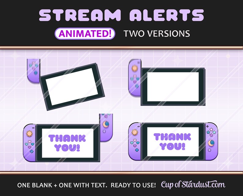 Purple Twitch Alerts Animated Switch Stream Alerts / YouTube Livestream Notifications image 2
