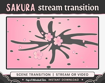 Sakura Cherry Blossom Stream Transition | Pink OBS Scene Overlay (WebM)