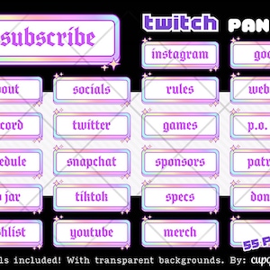 Sparkle Aesthetic Twitch Panels Profile Banners / Info Panels with a Gothic Font image 1