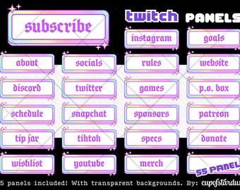 Sparkle Aesthetic Twitch Panels - Profile Banners / Info Panels with a Gothic Font