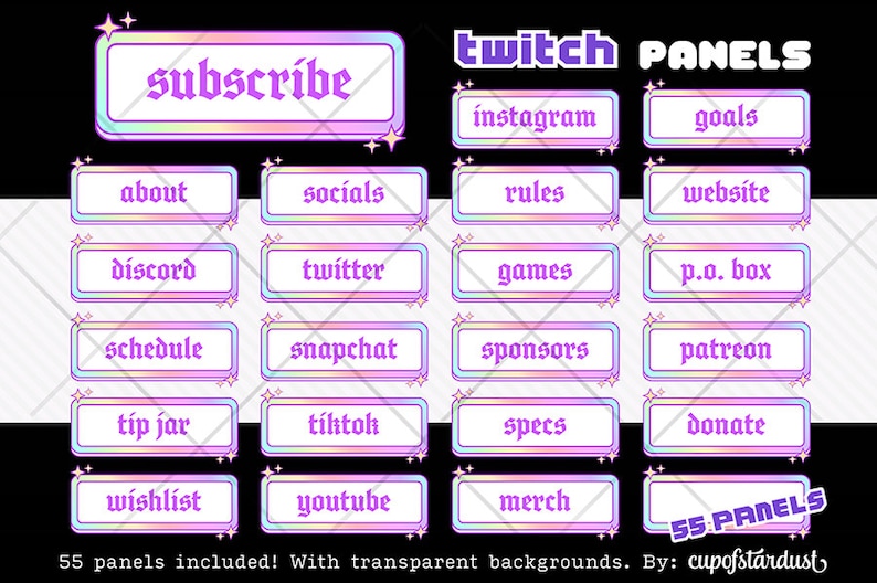 Sparkle Aesthetic Twitch Panels Profile Banners / Info Panels with a Gothic Font image 1