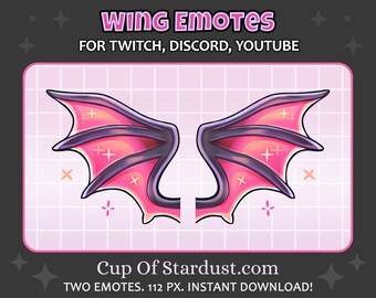 Pink Dragon Wing Twitch Emotes - Stream Assets - Discord Emotes - YouTube - Fantasy Dragon Wings