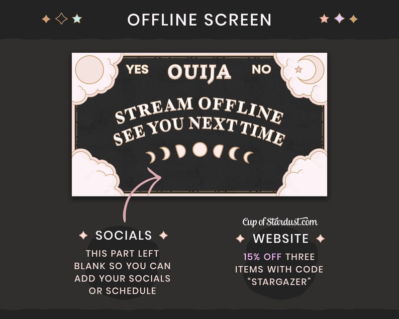 Gothic Ouija Stream Overlays Animated Videos Ready to Use Twitch, YouTube, OBS, Streamlabs image 5