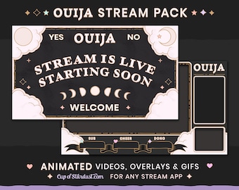 Gothic Ouija Stream Overlays Animated Videos + Ready to Use! Twitch, YouTube, OBS, Streamlabs