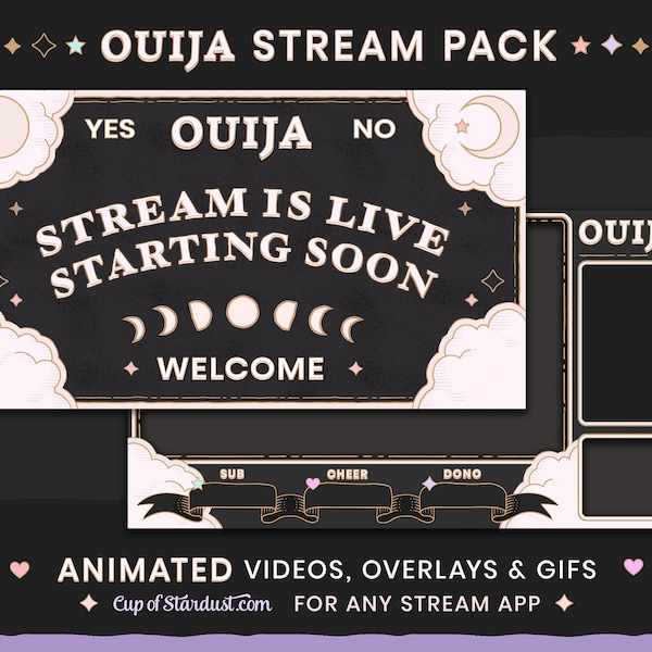 Gothic Ouija Stream Overlays Animated Videos + Ready to Use! Twitch, YouTube, OBS, Streamlabs