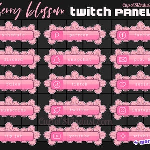 Cherry Blossom Twitch Info Panels - Pink Sakura Spring Profile Banners