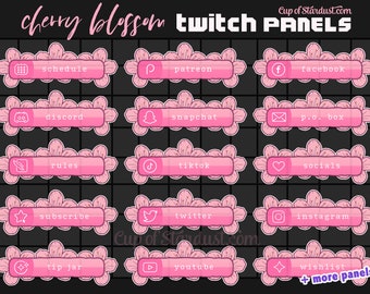 Cherry Blossom Twitch Info Panels - Pink Sakura Spring Profile Banners