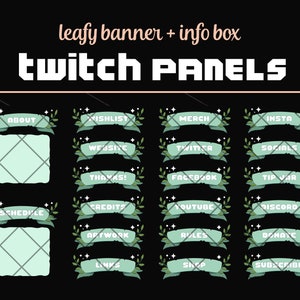 Green Twitch Panels Ribbon Profile Banners Leaves Stars Cozy Cottage Core image 1