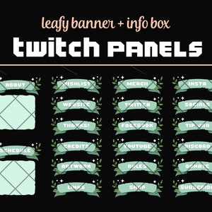 Painéis Twitch Verdes | Banners de perfil de fita | Folhas + Estrelas | Núcleo de chalé aconchegante