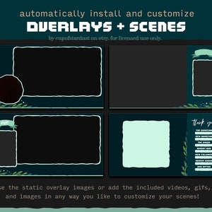 Leaf Star Twitch Overlay Design Pack Stream Overlays for Twitch, Youtube Video OBS, Streamlabs, StreamElements Compatible Alerts image 2