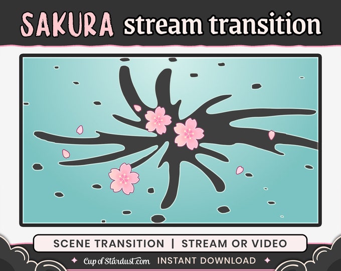 Sakura Stinger Transition | Cherry Blossom OBS Scene Transition | Mint + Pink Petals