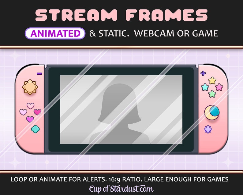 Switch Twitch Overlay Webcam or Game Display Frame Animated YouTube Video / Stream Cam image 1