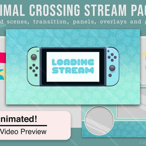 Animal Crossing Stream Overlays / ACNH Switch Twitch Theme Pack Animated Starting, BRB, Ending Videos, Stinger, Panels image 1