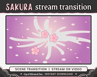 Sakura Stinger Transition | Purple + Pink | OBS Scene Transition | Twitch Stream / YouTube / Vtuber Asset Cherry Blossom Petals