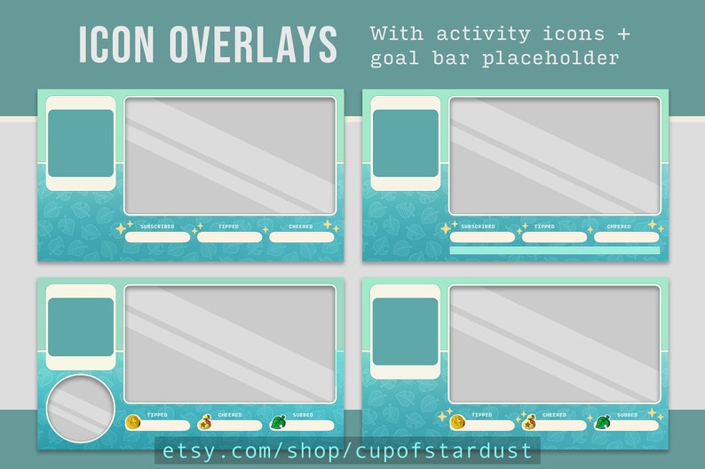 Animal Crossing Stream Overlays / ACNH Switch Twitch Theme Pack Animated Starting, BRB, Ending Videos, Stinger, Panels image 8