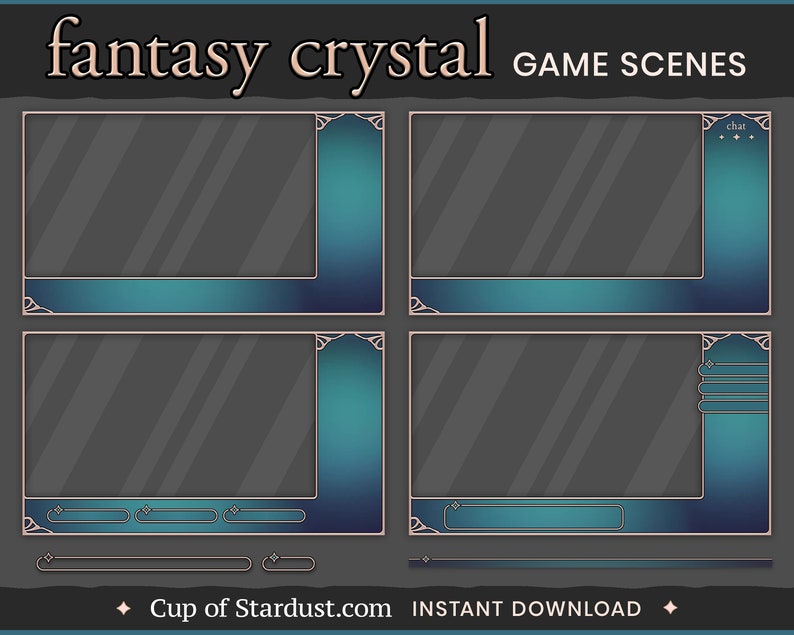 Left Overlay Fantasy Crystal Stream Overlay Kit – Animated Vtuber Assets (digital ...