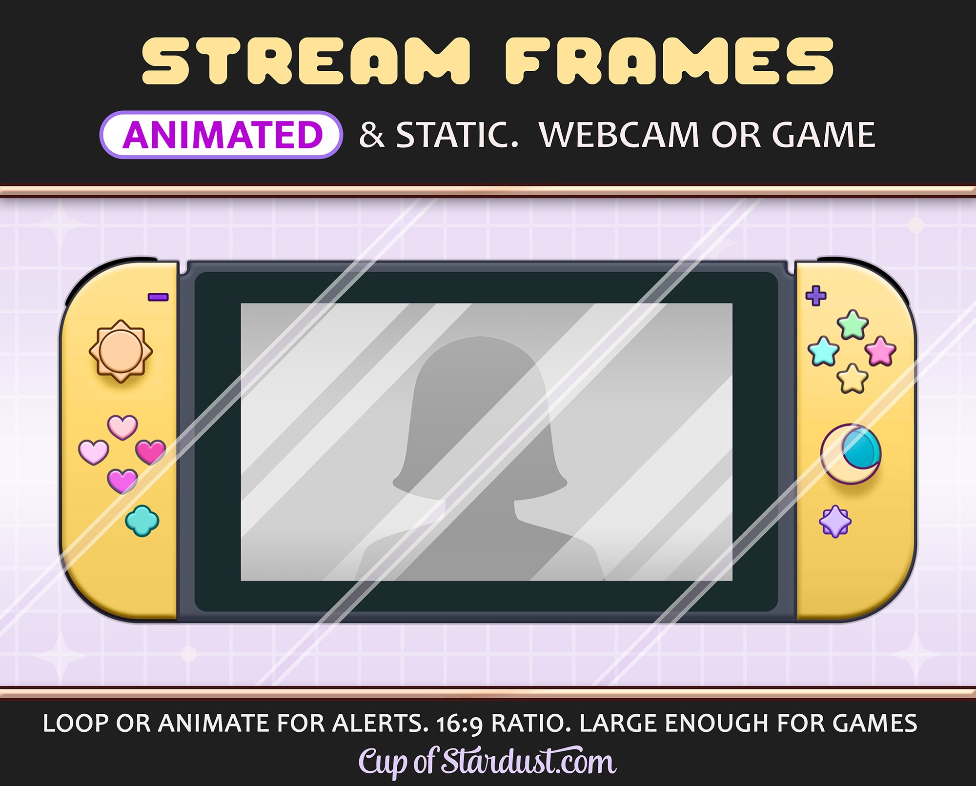Yellow Stream cam Frame / Game Display VIDEO and IMAGE Twitch