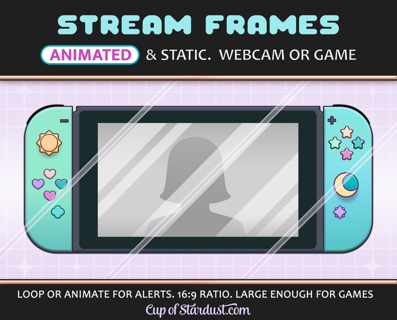 Switch Stream Overlay Webcam Frame / Game Display Twitch or YouTube ACNH Colors image 1