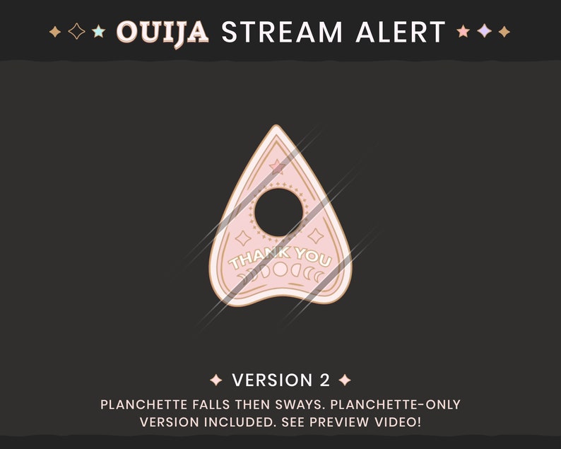 Ouija Planchette Stream Alerts Pretty Pastel Goth Twitch or Youtube Notifications / Activity Alerts image 2