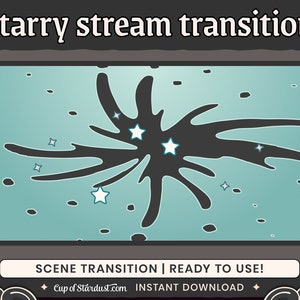 OBS Scene Transition | Mint Aqua Stars Stream Transitions (2) | Dreamy Liquid Stinger for YouTuber, VTuber, Streamer