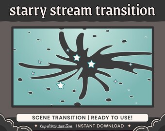 OBS Scene Transition | Mint Aqua Stars Stream Transitions (2) | Dreamy Liquid Stinger for YouTuber, VTuber, Streamer