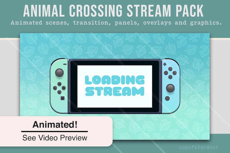 Animal Crossing Stream Overlays / ACNH Switch Twitch Theme Pack Animated Starting, BRB, Ending Videos, Stinger, Panels image 7