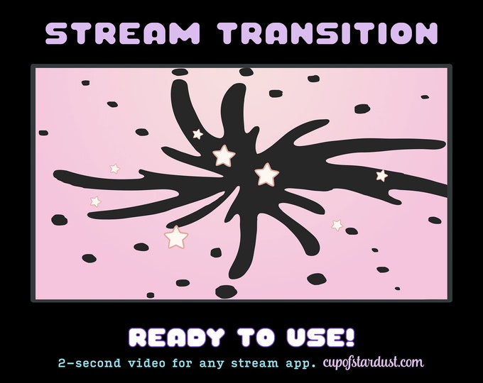 Twitch Stream Transition | Pale Pink Dreamy Stars | OBS Stinger Transition