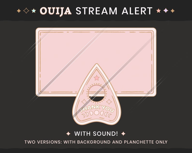 Ouija Planchette Stream Alerts Pretty Pastel Goth Twitch or Youtube Notifications / Activity Alerts image 1