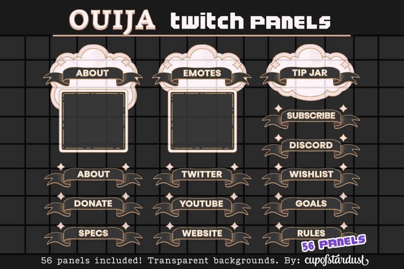 Black Cloud Ribbon Twitch Panels Gothic Ouija Profile Banners / Info Panels image 1