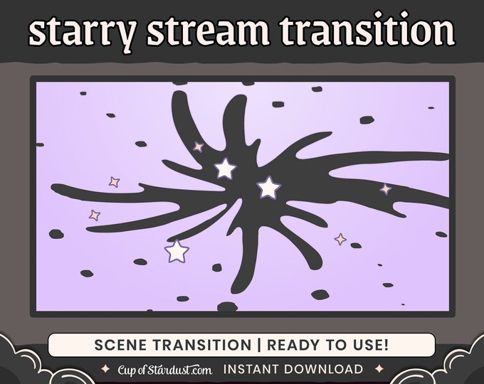 Twitch Stinger Transition | Pastel Purple Stars | OBS Scene Transition | Lavender YouTube, VTuber, Streamer