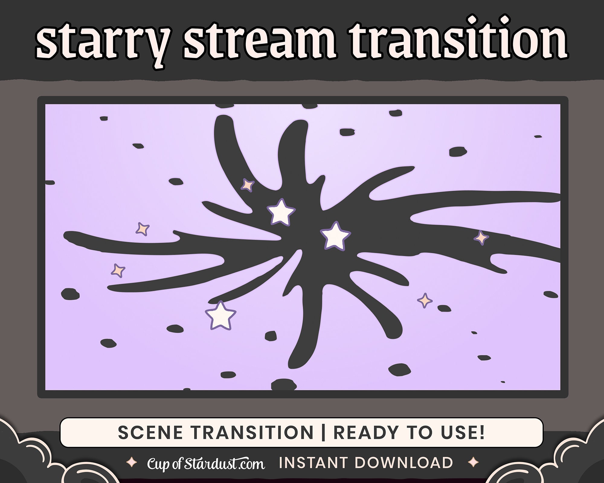 Twitch Stinger Transition | Pastel Purple Stars | OBS Scene Transition |  Lavender YouTube, VTuber, Streamer