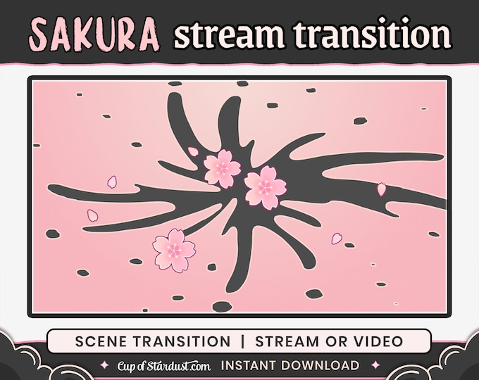 Sakura Stinger Transition | Peach + Pink | OBS Scene Transition | Twitch Stream / YouTube / Vtuber Asset Cherry Blossom Petals