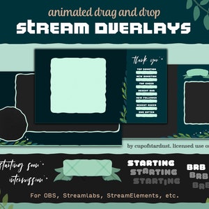 Leaf + Star Twitch Overlay Design Pack - Stream Overlays for Twitch, Youtube Video - OBS, Streamlabs, StreamElements Compatible Alerts