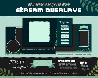 Leaf + Star Twitch Overlay Design Pack - Stream Overlays for Twitch, Youtube Video - OBS, Streamlabs, StreamElements Compatible Alerts