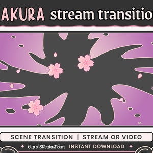 Sakura Stinger Transition Purple Pink OBS Scene Transition Twitch Stream / YouTube / Vtuber Asset Cherry Blossom Petals image 2