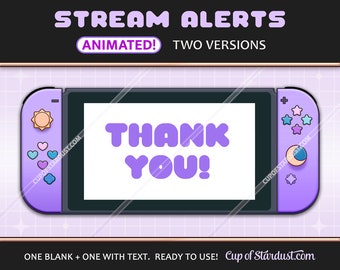 Purple Twitch Alerts - Animated Switch Stream Alerts / YouTube Livestream Notifications