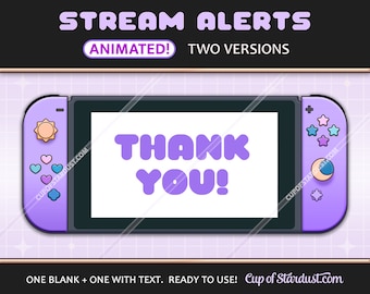 Purple Twitch Alerts - Animated Switch Stream Alerts / YouTube Livestream Notifications