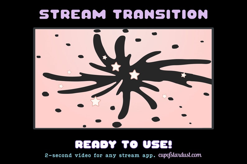 Twitch Stream Transition Peachy Pink Stars OBS Stinger Transition Animation image 1