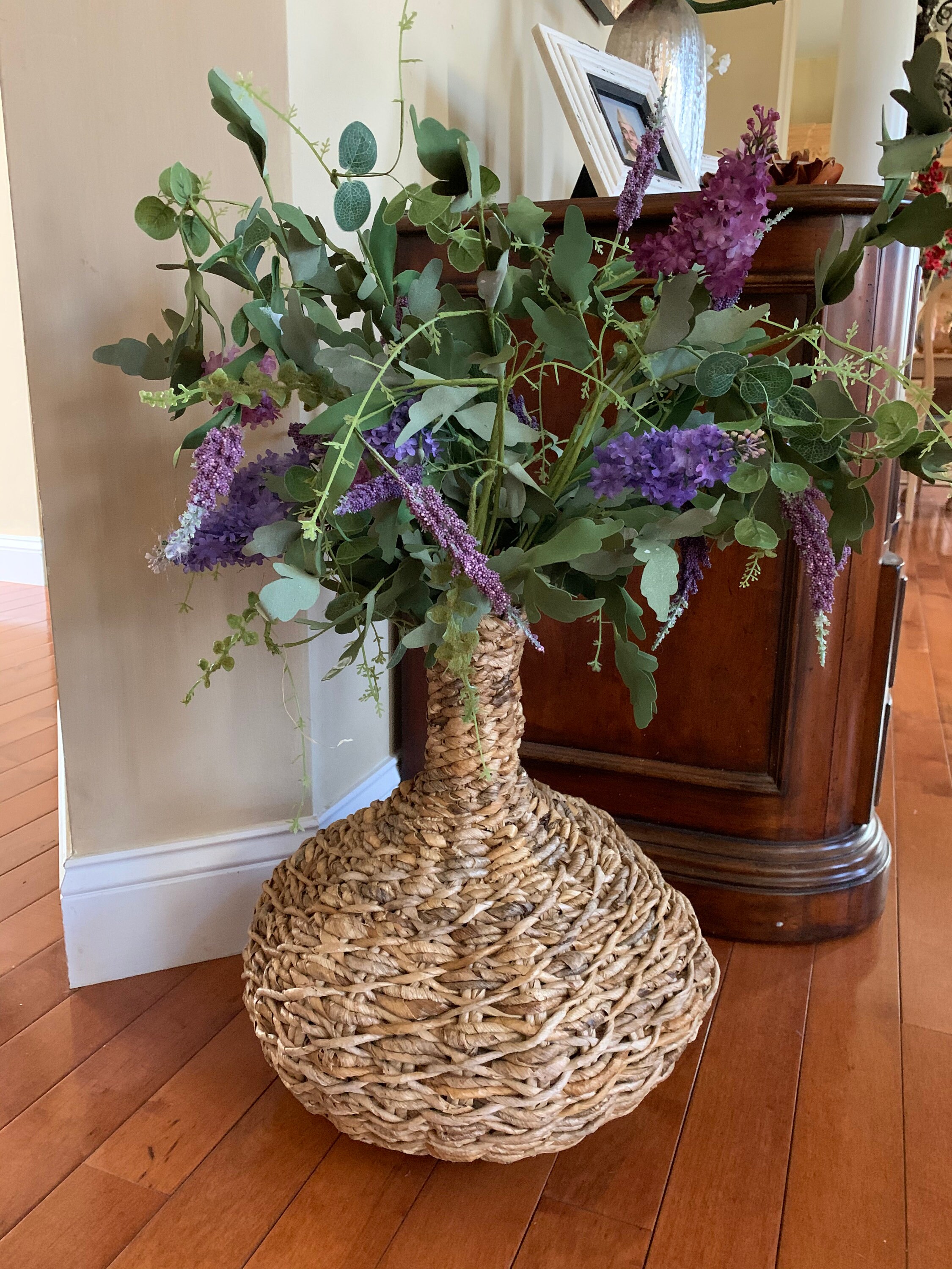 Wicker vase artificial flower arrangement artificial floral Etsy
