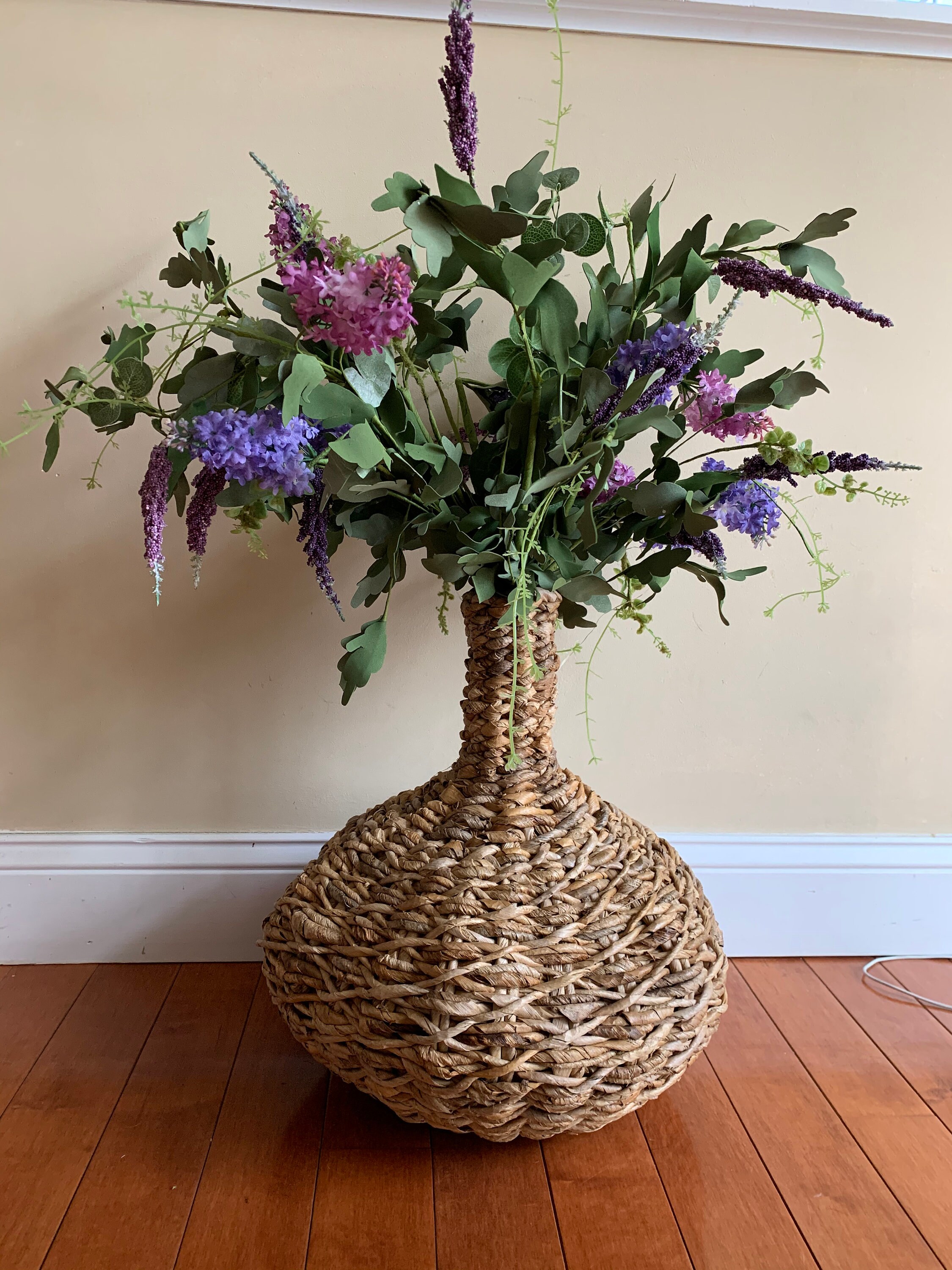 Wicker vase artificial flower arrangement artificial floral Etsy